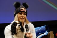 Lindsey Vonn and her dog at the Audi FIS Alpine Ski World Cup - Women's Downhill Training - Source: Getty